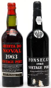 1 bt. Quinta do Noval Vintage Port 1963 A-AB bn.  etc. Total 2 bts.