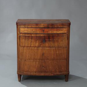 Dansk empire kommode af mahogni. 19. årh.s begyndelse. H. 82. B. 74. D. 46.