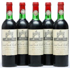 5 bts. Château Léoville Las Cases, Saint - Julien. 2. Cru Classé 1976 AB ts.