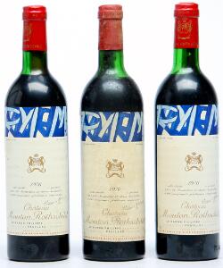 3 bts. Château Mouton Rothschild, Pauillac. 1. Cru Classé 1976