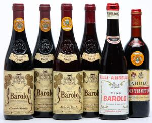 2 bts. Barolo, Terre del Barolo 1969 B tsus.  etc. Total 6 bts.