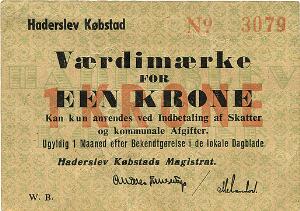 Haderslev Købstad, Værdimærke for 1 kr u. år 1945, No. 3079, kval. 1