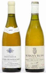 1 bt. Musigny Blanc Grand Cru, Domaine Comte George de Vogüé 1992 A-AB bn.  etc. Total 2 bts.