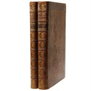 Estimated travel book Frederic Louïs Norden Voyage dEgypte et de Nubie. 2 vols. Cph 1755. Bound in cont. fine full calf, with elegantly gilt decorations. 2