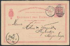 1888. SVAR-brevkort sendt fra LUTON JA 23 1888 til København