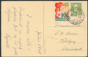 1948 på brevkort annulleret DEN DANSKE BRIGADE I TYSKLAND 18.12.48. Sjældent