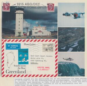 1986. Aerogram afsendt fra den amerikanske del af Sdr. Strømfjord via KHGs posthus til Danmark med APO stempel.