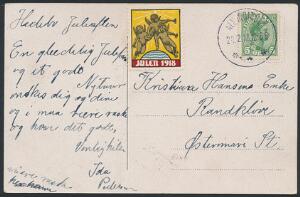 1918. Smukt postkort stemplet ALMINDINGEN 24.2.18, sendt til Østermarie St.