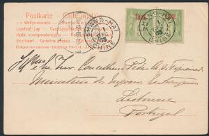 Kina. Fransk Post i Kina. 1903. Smukt postkort fra SHANG-HAI 1 DEC 1903, sendt til PORTUGAL. Sjælden destination.