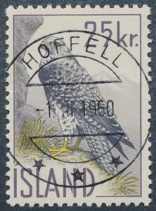 1959. Islands Falk, 25 kr. flerfarvet. LUX-stempel HOFFELL