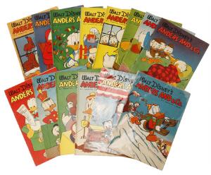 Collection of Walt Disneys Danish issues of Anders And. Chp. 1950 issue no. 2 and 9. 1953-1955. Complete run. 38