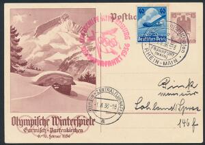 Tysk Rige. 1936. OL GRAF ZEPPELIN-kort.