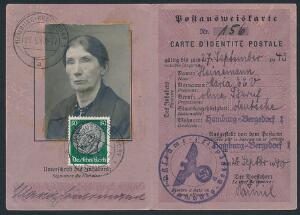 Tysk Rige. 1940. Postalt identifikationskort fra 2.verdenskrig