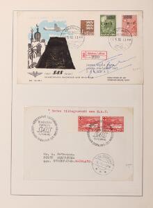 Danmark. Ældre samling breveFDC i album. Bl.a. en del usædvanlige FDC sendt som AEROGRAMMER m.m. Se fotoudsnit