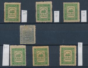 La Guaria. 1864-1867. Lot med 7 pæne ubrugte skibspostmærker