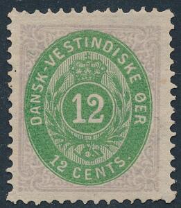 1877. 12 Cents grålillasmaragdgrøn. Ubrugt mærke. AFA 1600.