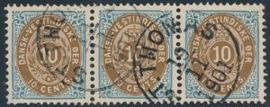 1901. 10 cents, blåbrun. Stemplet 3-stribe. AFA 4500