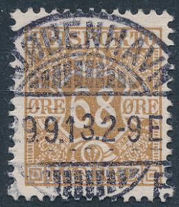 1907. 68 øre, brun. Vm.III. PRAGT-stemplet.