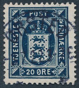 1920. 20 øre, blå. LUXUS-stempel ØRSTED 3.7.22.