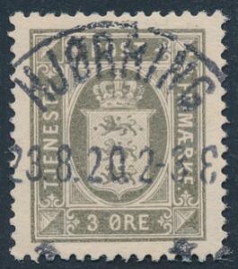 1918. 3 øre, grå. LUXUS-stempel HJØRRING 23.8.20.