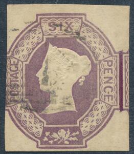 England. 1847. Embossed issue. 6 d. violet. Let beklippet. AFA 7000