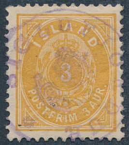 1898. 3 aur, orange. Lille 3-tal. Med smukt posthornsstempel.