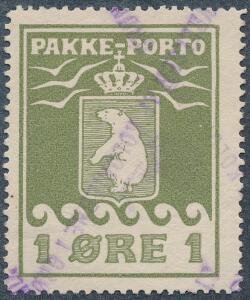 1905. 1 øre, oliven. Flot stemplet mærke
