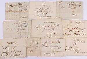 Italien. 1816-1850. 10 smukke små prefilbreve med forskellige liniestempler m.v.