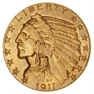 USA, 5 Dollars 1911, Indian Head type, F 148