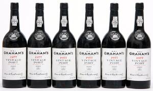 6 bts. Grahams Vintage Port 1977 A hfin.