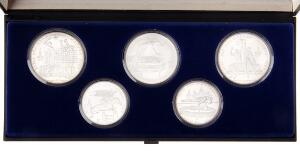 Rusland, OL 1980, møntsæt med 3 x 10 Rubler og 2 x 5 Rubler Ag