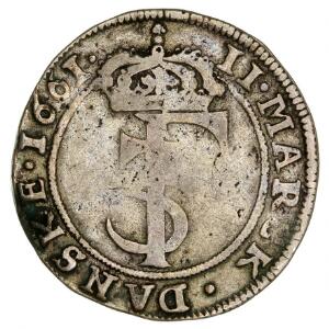 Norge, Frederik III, 2 mark 1661, H 67F - forholdsvis sjælden