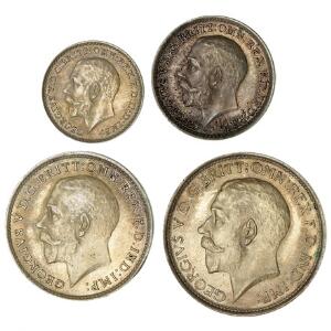 England, George V, Maundy Set 1923, 4, 3, 2, 1 Pence i sølv