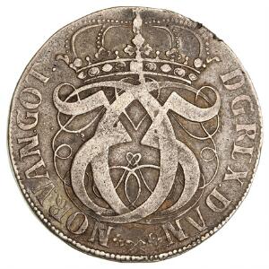 Christian V, 4 mark  krone 1691, H 90A, små kanthak
