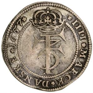 Frederik III, 4 mark  krone 1657, H 92, Aagaard 65.1