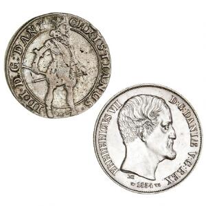 Christian IV, krone 1625, H 127, kval. 1 Frederik VII, 1 rigsdaler 1854 VS, H 8A, kval. 01