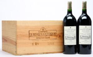 6 bts. Mg. Château La Mission Haut Brion Grand Cru Classé, Pessac-Léognan 1998 A hfin. Owc.