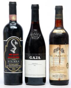 1 bt. Barbaresco, Gaja 1983 A-AB bn.  etc. Total 3 bts.