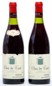 1 bt. Clos de Tart Grand Cru, Mommesin 1986 B tsus.  etc. Total 2 bts.