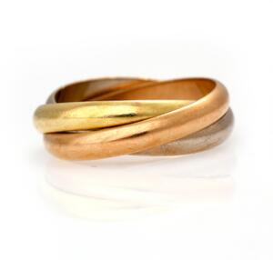 Cartier Trinity ring af 18 kt. trefarvet guld. Str. 60. Serie nr. IV 9041. Original æske og certifikat medfølger. Ca. 2010.