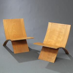 Dansk møbeldesign Laminex. Et par hvilestole af lamineret formbøjet bøg. 2
