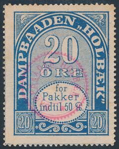 1885. Dampbåden Holbæk 20 øre. Dampskibsmærke. Hasle 2.