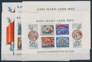 DDR. 1953. Karl Marx Blokke. Takket og utakket sæt. Postfrisk