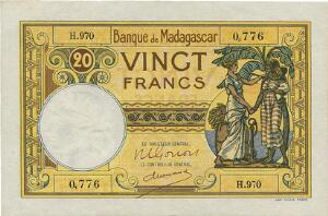 Madagascar, 20 francs  ND 1937, Pick 37
