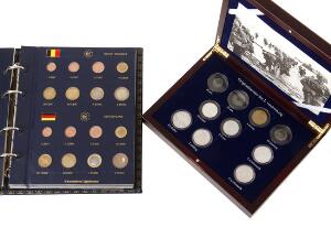 Album med i alt EUR 46,56, æske med diverse originalmønter fra 2. verdenskrig, diverse løse mønter og medailler inkl. 10 kr 1922 Kryolith, Sieg 27
