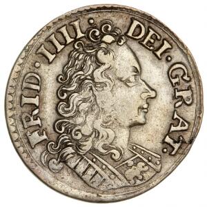 Frederik IV, Glückstadt, 8 skilling 1711 Paryk otte-skilling, H 58, flot mønt på portrætsiden