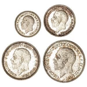 England, George V, Maundy Set 1930, 4, 3, 2, 1 Pence i sølv