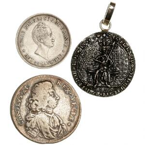 Sverige, 2 mark 1678, SM 133, kval. 1, Norge, 24 skilling 1845, NM 15, kval. 1-1, kanthak, religiøs medaille i Ag, 9251000 m.m.