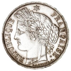 Frankrig, 5 franc 1870A, KM 819, møntskær