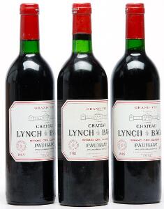 1 bt. Château Lynch Bages, Pauillac. 5. Cru Classé 1982 A-AB bn.  etc. Total 3 bts.